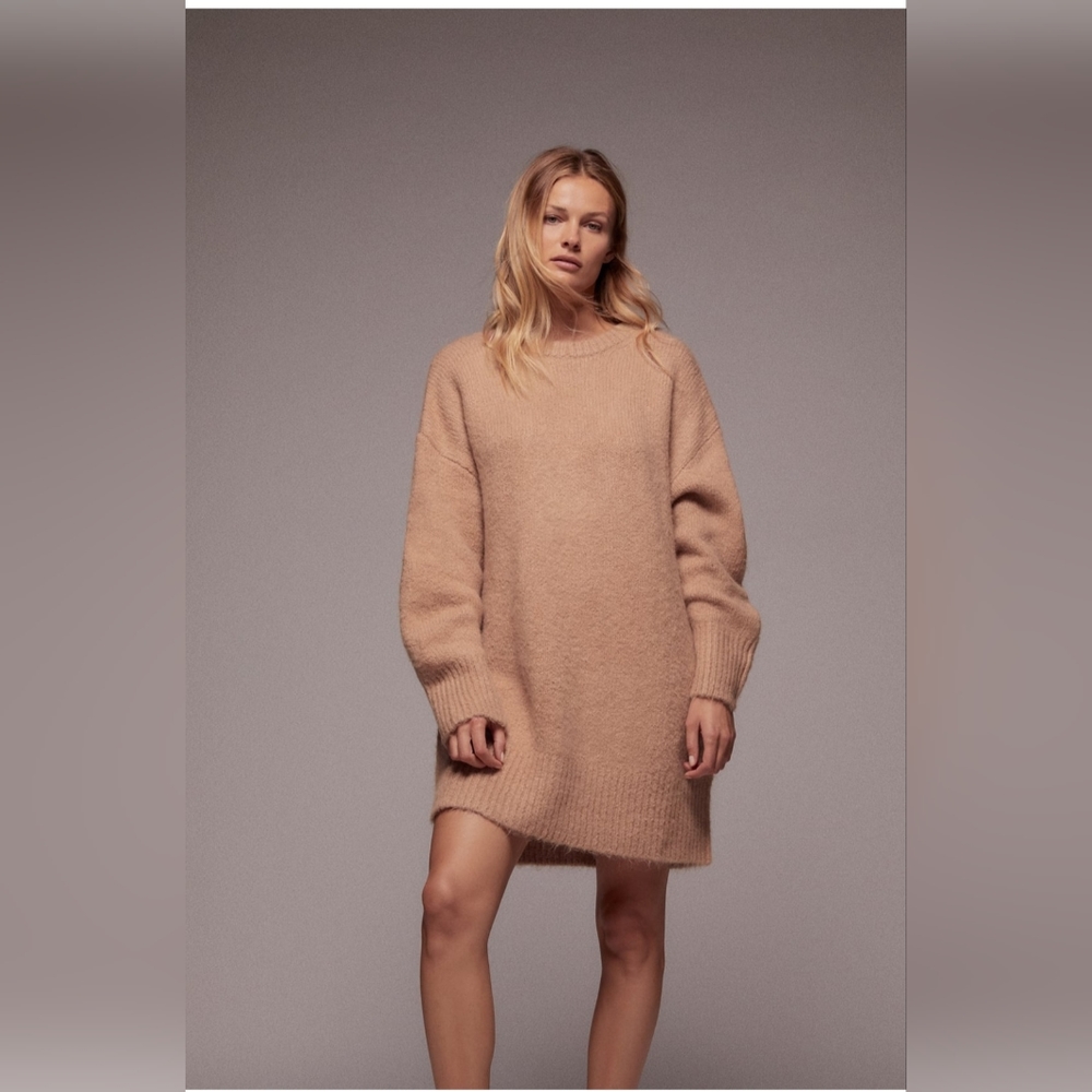 NWT High Collar Knit Dress in Dusty Pink